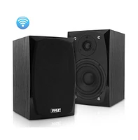 Pyle Hi-Fi Bluetooth Powered Bookshelf Desktop Speakers, 300W, Studio Monitor Performance, MP3/Wma Support