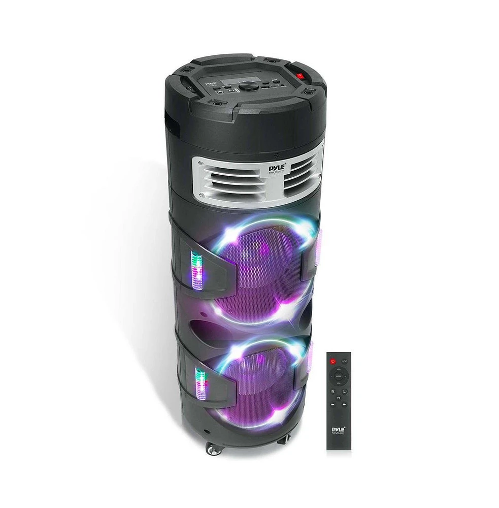 Pyle Portable Bluetooth Pa Speaker & Microphone System with Led Lights, MP3/Usb Reader, Fm Radio