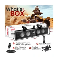 Pyle 26" Waterproof Soundbar Speaker with Bluetooth, Usb, Rgb Lights, Aux Input, Remote Control for Atv/Marine/Utv