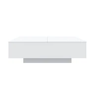 vidaXL Coffee Table with Led Lights White 39.4"x39.4"x12.2"