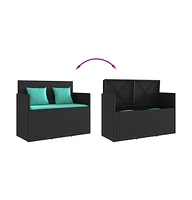 vidaXL Patio Bench with Cushions Poly Rattan