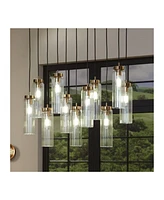 Possini Euro Design Marika 32" Modern Pendant Chandelier Ceiling Light Fixture Dining Room Over Table Kitchen Island Foyer Hanging Linear Multi-Light