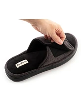 Dearfoams Men's Chase Marled Knit Adjustable Shower Slide House Slipper