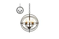 Slickblue 5-Light Brass Rustic Industrial Rotating Metal Chandelier for Stylish Lighting