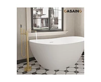 Casainc Freestanding Single Handle Floor Mounted Roman Tub Faucet Bathtub Filler with Hand Shower
