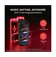 Pyle Dual 6.5" Multi-Purpose Wireless Pa Speaker System with Bluetooth, Party Lights & Rechargeable Battery