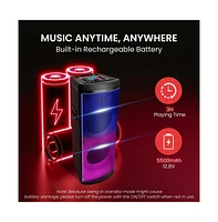Pyle Dual 12" Bluetooth Portable Pa Party Speaker with Led Lights, Rechargeable Battery & Fm Radio