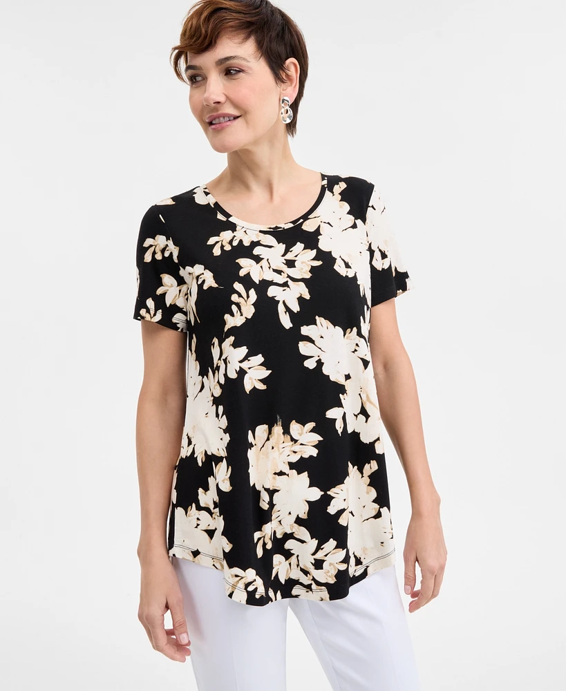 Jm Collection Women's Printed Scoop-Neck Top