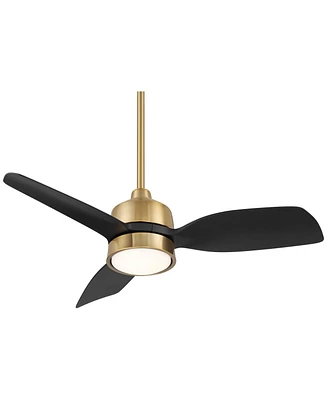 Casa Vieja 36" Verdin Brass and Black Led Damp Ceiling Fan with Remote