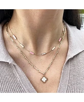 The Lovery Pink Mixed Bar Chain Necklace 14K Gold