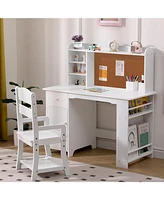 gaomon Kids Study Desk and Chair Set, Features Bookshelf, Bulletin Board, and Cabinets