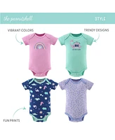 The Peanutshell Baby Girls Dino Bodysuits, 4-Pack