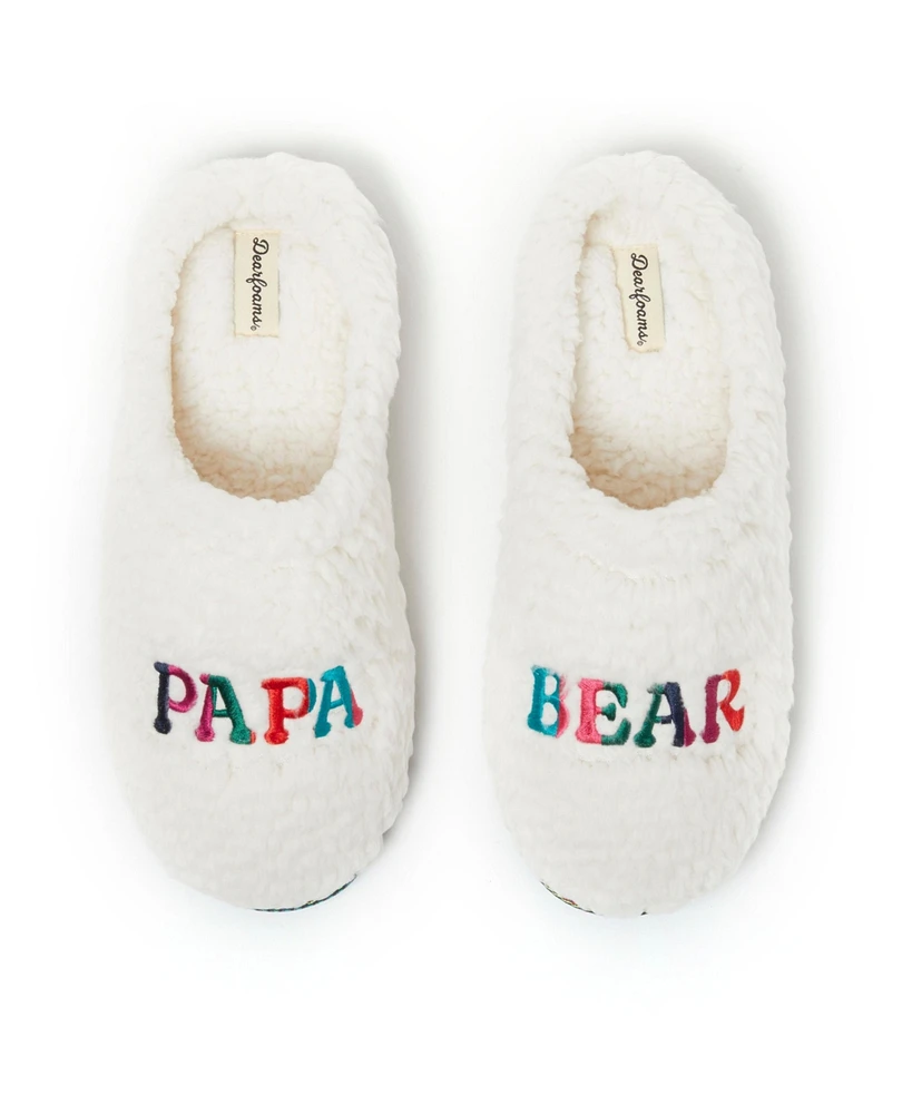 Dearfoams Men's Papa Bear Dad Fuzzy Clog Slipper