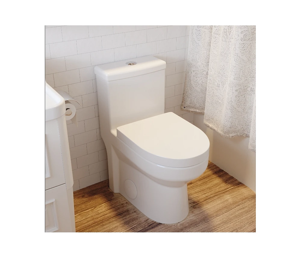 DeerValley Liberty Compact Toilets One-Piece Toilet With High-Efficiency Flush Round Toilet for Space-Saving Floor Mounted (Seat Included