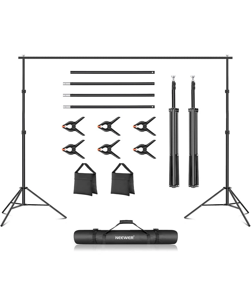 Neewer Photo Studio Backdrop Support System, 10ft/3m Wide 6.6ft/2m High Adjustable Background Stand with 4 Crossbars, 6 Backdrop Clamps, 2 Sandbags, a