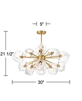 Klara 30" Modern Pendant Chandelier Ceiling Light Fixture Dining Room Over Table Kitchen Island Foyer Sputnik Hanging 12-Light Led Dimmable Clear Soft