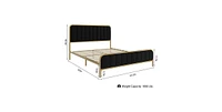 Slickblue Metal Platform Bed Frame with Black Velvet Upholstered Headboard