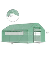 Outsunny 13' x 10' Hoop House with Large Windows Tunnel house,