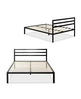 Slickblue Platform Bed Frame with Headboard and Wood Slats for Supportive and Stylish Sleep Setup