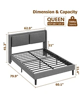 gaomon Queen Bed Frame with Usb Ports, Platform Bed Frame