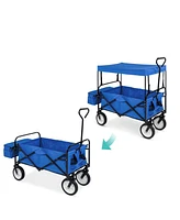 Slickblue Collapsible Utility Wagon Cart Indoor/Outdoor with Canopy