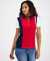 Tommy Hilfiger Women's Colorblocked Quarter-Zip Polo Shirt