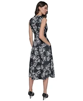 Karl Lagerfeld Paris Women's Printed Belted Button-Front Shirtdress