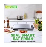 NutriChef Automatic Vacuum Sealer System with Digital Controls and Reusable Bags (Stainless Steel)