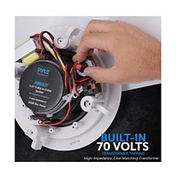 Pyle 5.25” In-Wall / In-Ceiling Speaker with 70V Transformer Tapping - 2-Way Full-Range Stereo Sound, Flush Mount Design (300W Max)