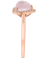 Effy Rose Quartz (1-5/8 ct. t.w.) & Diamond (1/10 ct. t.w.) Heart Halo Ring in 14k Rose Gold