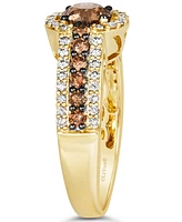 Le Vian Chocolate Diamond & Nude Diamond Halo Triple Row Ring (1-3/8 ct. t.w.) in 14k Gold