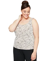 Alex Evenings Plus Printed Mandarin Jacket & Top Set