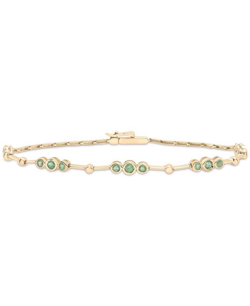 Emerald Bezel Circle Link Chain Bracelet (3/4 ct. t.w.) in 14k Gold
