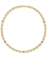 Amethyst Bezel Mariner Link 18" Collar Necklace (5 ct. t.w.) 14k Gold-Plated Sterling Silver