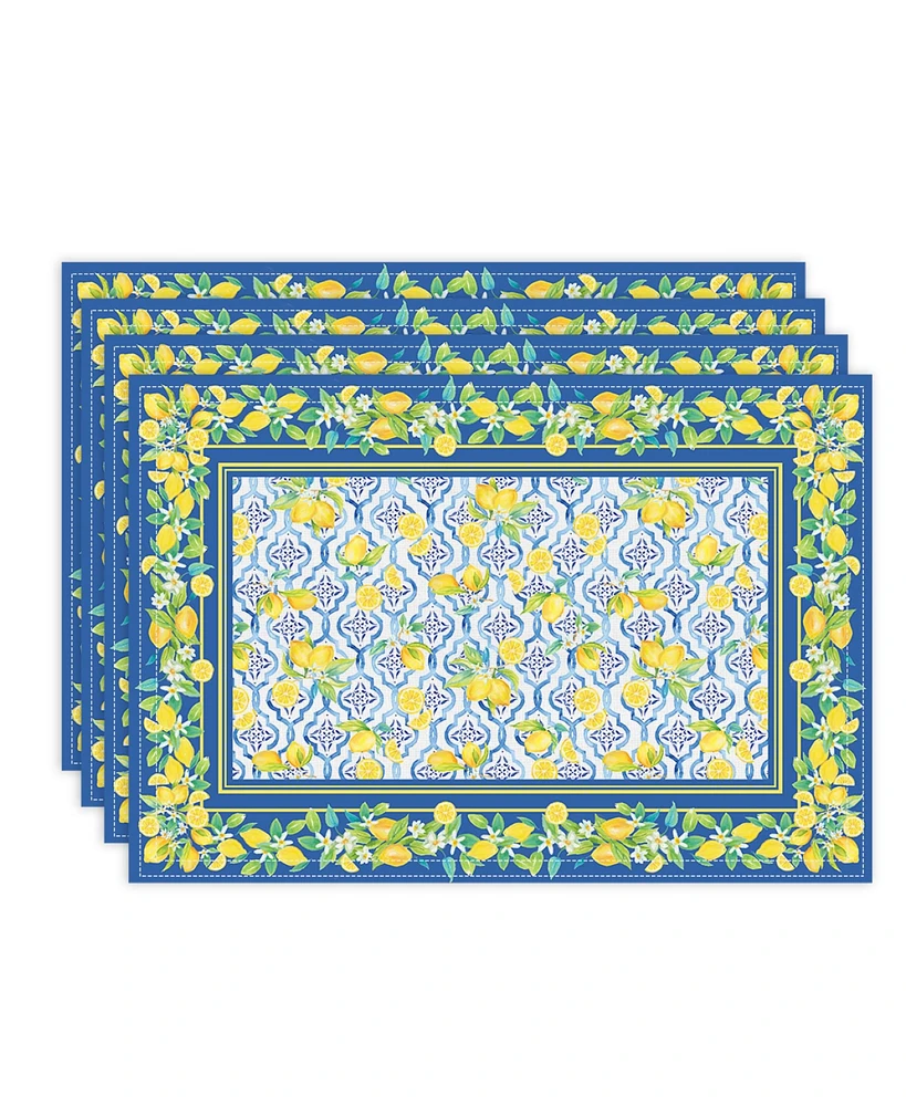 Laural Home Lovely Lemons Set of 4 Placemat, 13" x 19"