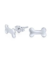 Bling Jewelry Minimalist Dog Bone Stud Earrings for Animal Lovers in Sterling Silver