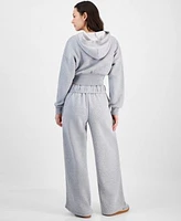 Madden Girl Juniors Corset Style Sweatshirt Wide Leg Sweatpants