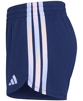 adidas Big Girls Elastic-Waistband Gradient 3-Stipe Pacer Mesh Shorts