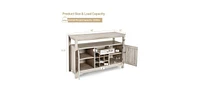 Slickblue Wood Sideboard Buffet Server Cabinet with Wine Rack and Storage Shelf