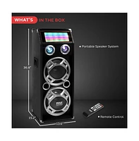 Pyle 1000W Disco Jam Bluetooth Speaker System with Flashing Dj Lights, Usb/Sd Card Readers, Fm Radio & 3.5mm Aux Input