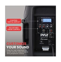 Pyle 10" Active + Passive Pa Speaker System Kit with Bluetooth, Usb/Sd/MP3 Playback, Includes (2) Speaker Stands, Wired Microphone & Remote Control