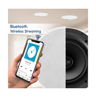 Pyle 6.5" Bluetooth In-Wall/In-Ceiling Speaker Kit - 2-Way Flush Mount, Wireless Music Streaming, 300W Max Power Output