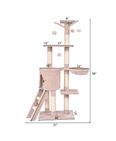Gymax 56'' Cat Tree Kitten Pet Play House Furniture Condo Scratching Posts Ladder