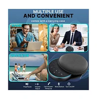 Pyle Portable Conference Speakerphone - Wireless Bluetooth Streaming with Usb-c, Aux Cable, and Omni-Directional Microphone