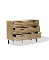 LuxenHome Mid-Century Modern Wave 6-Drawer 47.2-Inch Wide Dresser