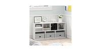 Slickblue Modern High Bookcase with 7 Open Shelves for Storage and Display