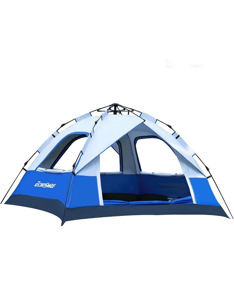 EchoSmile Pop Up Tent Family Camping Tent, 4 Person Instant Tent, Easy Set Up Tent, Lightweight Portable Automatic Tent, Waterproof Dome Tent, Windpro