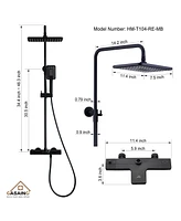 Casainc 2 Functions Thermostatic shower system with 3-Setting Handheld Shower and Rough-in Valve