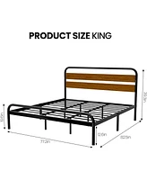 gaomon Platform Bed Frame with Wooden Headboard and Footboard