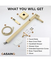 Casainc Freestanding Single Handle Floor Mounted Roman Tub Faucet Bathtub Filler with Hand Shower